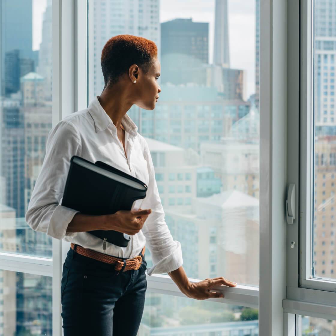 Person near window